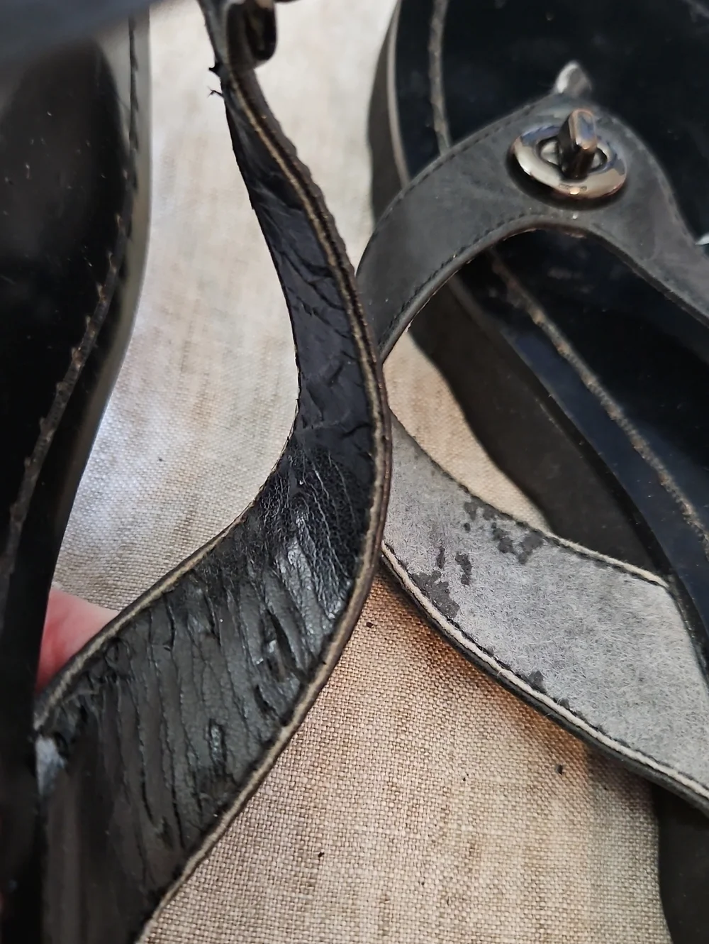 Coach Shelly Black Leather Thong Sandals,  Size 7.5